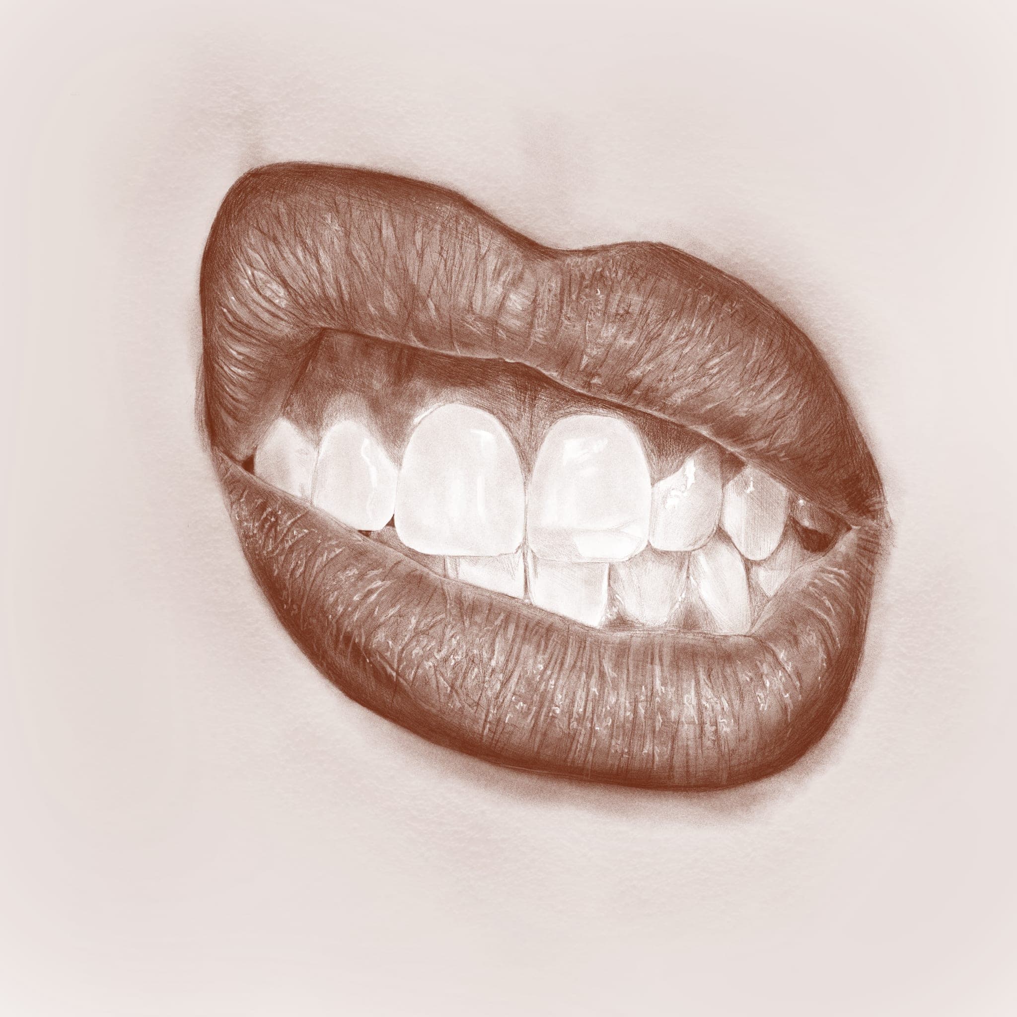 Lips showing expression with teeth